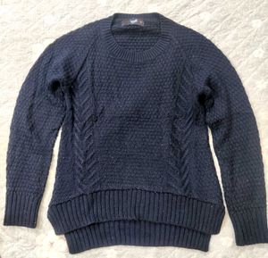 Navy Blue Knit Sweater for women