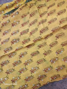 Vibrant Yellow &amp; Green Block Print Saree