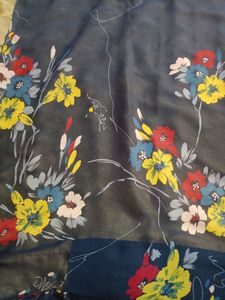 Blue And Golden Colour Saree