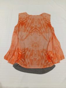 Orange &amp; Grey Sheer Layered Top