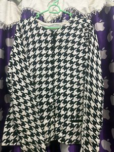 Houndstooth Print Button-Up cardigan