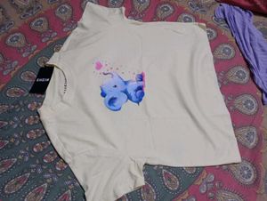 Cute Elephant Print Graphic Tee(xs Size)