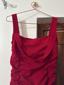 Red Ruched Bodycon Dress
