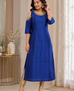 Elegant Royal Blue Cold Shoulder Kurta