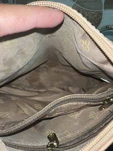 Stylish Beige Tote Bag with Green Accents
