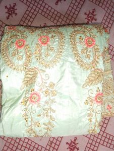Elegant Mint Green Embroidered Lehenga Skirt