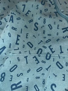 Teal Letter Print Hoodie