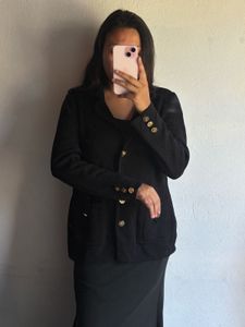 Elegant Black Blazer with Gold Buttons