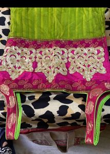 Anarkali Green Pink Party Wear Suit