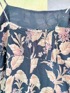 Navy Floral Print Mini Dress