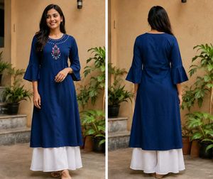 PRICE DROP🚨Navy Blue Floral Embroidery Kurti