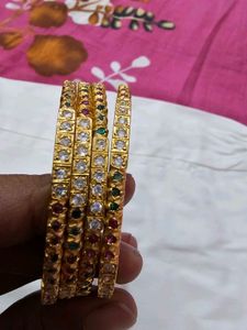 ✨ Elegant Gold-Toned Stone Bangles Set for Sale ✨