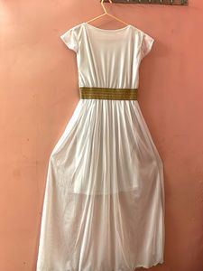 Beautiful Maxi White &amp; Gold Dress