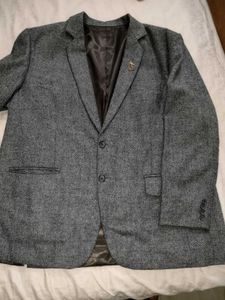 Grey Classic Tweed British Wool Blazer