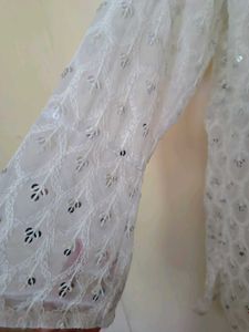 Elegant White Sequined Chikankari Kurta