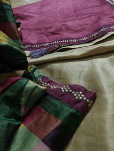 Elegant Gold Silk Saree with Maroon Border