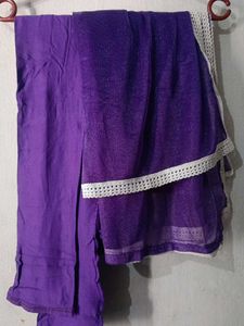 Elegant White Kurta with Purple Accents