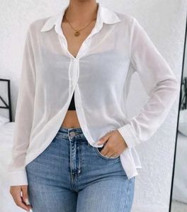 Sheer White Button-Up Top New