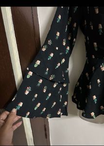 Cute Cactus Print Wrap Top