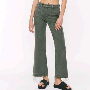 Olive Green Straight Jeans