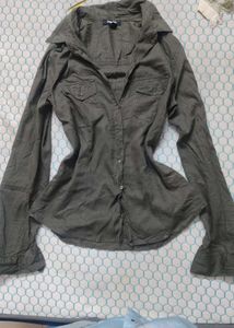 Military green fitted shirt