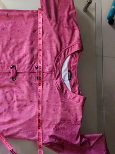 Purple Tunic Ck Print Withfront Buckle &amp; Sleevetie