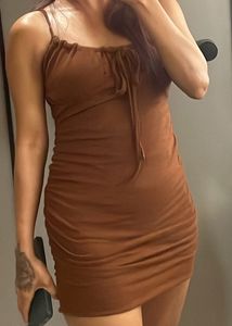 Ribbed Ruched Mini Dress