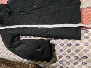 Black Puffer Jacket with Hood winter thick