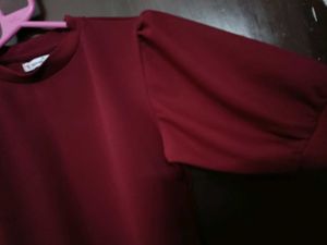 Burgundy Puff Sleeve Top
