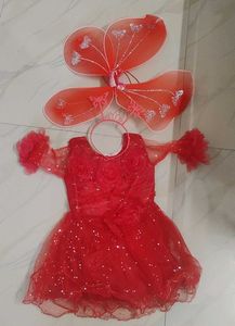 Red Fairy Costume Dress with Wings