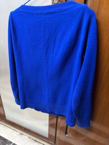 Blue Textured Knit Pullover