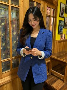 Stylish Blue Textured Blazer