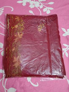Elegant Red Embroidered Saree