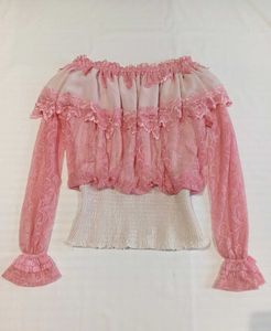 Pink Lace Off-Shoulder Top