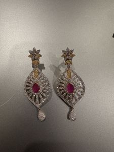 Elegant Ruby &amp; Diamond Drop Earrings