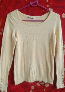 Cream Textured Knit Korean top 💖