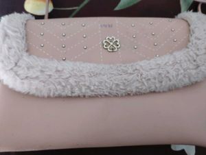 Cute Pink Clutch with Fur Trim