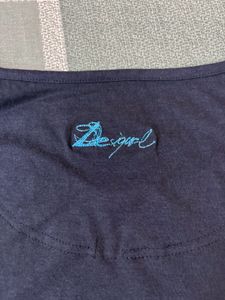 y2k vintage Desigual Blue Floral Long Sleeve Top