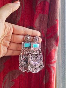 Boho Silver Jhumka Earrings