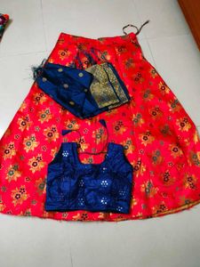 Red &amp; Blue Lehenga Choli Set