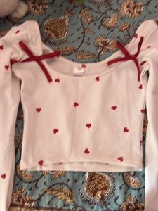 Cute Heart Print Long Sleeve Top