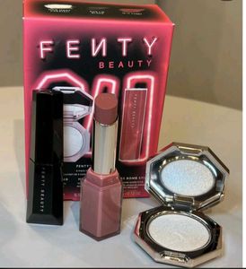fenty beauty highlighter and lipstick combo