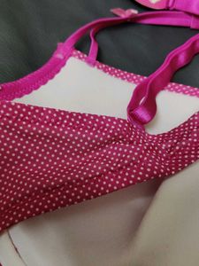 Cute Pink Paris Print Bra