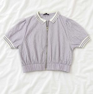 Lavender Zip-Up Cropped Top