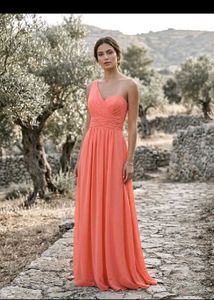 Elegant One-Shoulder Coral Gown