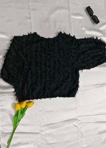 Textured Black Blouse
