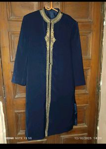 Elegant Navy Blue Sherwani Jacket
