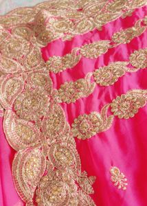 Stunning Pink Embroidered Saree (no blouse)