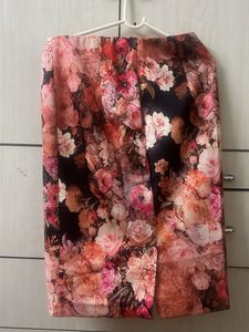 Vintage Floral Print Midi Skirt