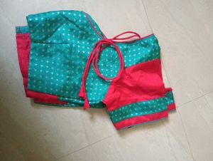 Elegant Teal Blue &amp; Red Blouse